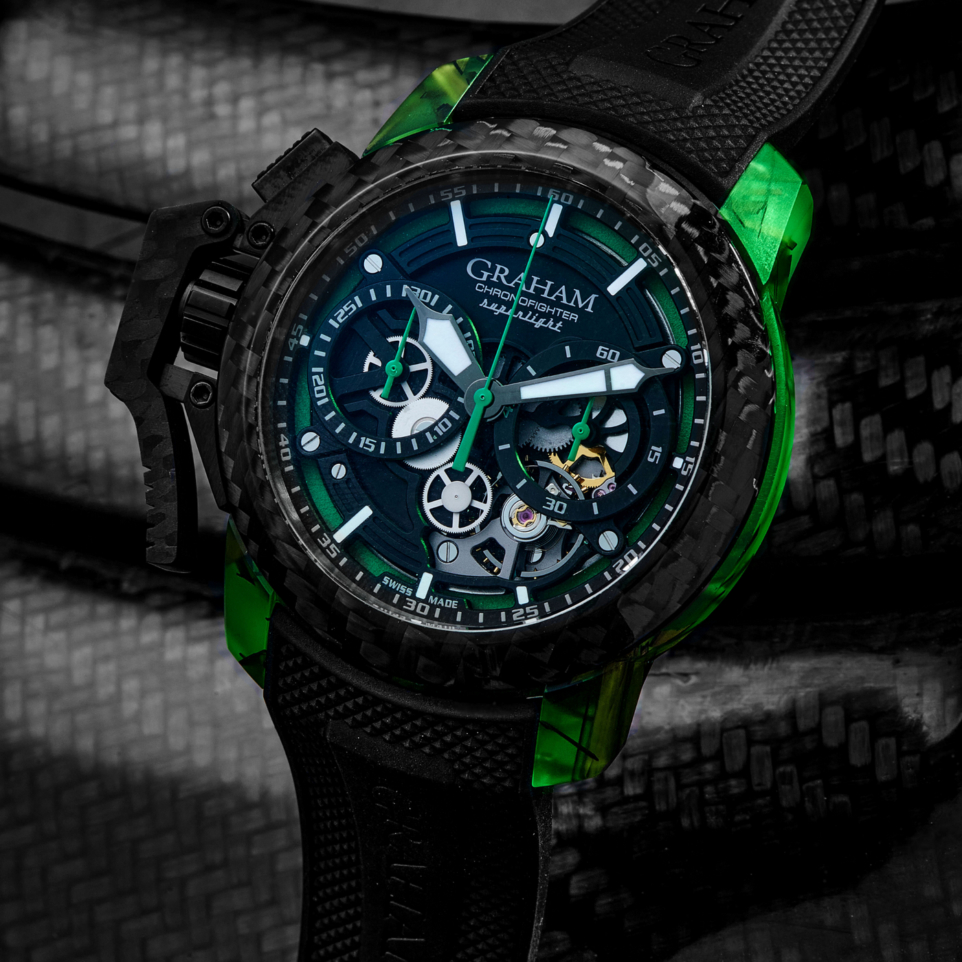 CHRONOFIGHTER SUPERLIGHT CARBON STRIP SKELETON GREEN